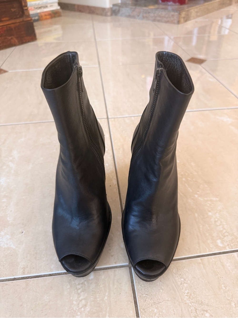 Ann Demeulemeester Cut Out Negative Space Wedge Peep Toe Shoe RARE EU 37 1/2 - Picture 6 of 8